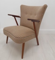Danish Teak Leaning Chair Pierre Frey Fabric